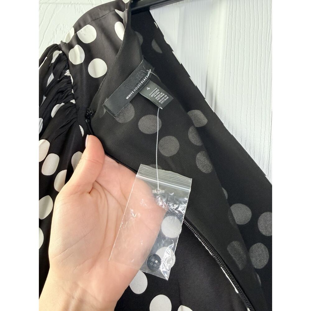 NEW White House Black Market WHBM Dress Size 4 Small Polka Dot Faux Wrap Career - Picture 8 of 14